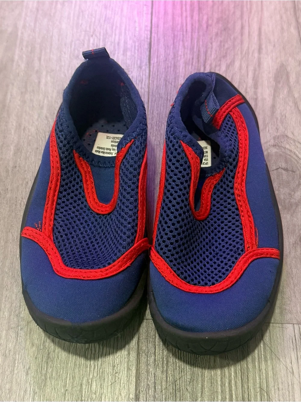 wonder nation Navy and Red Kids Water Shoes - Slip-On Mesh